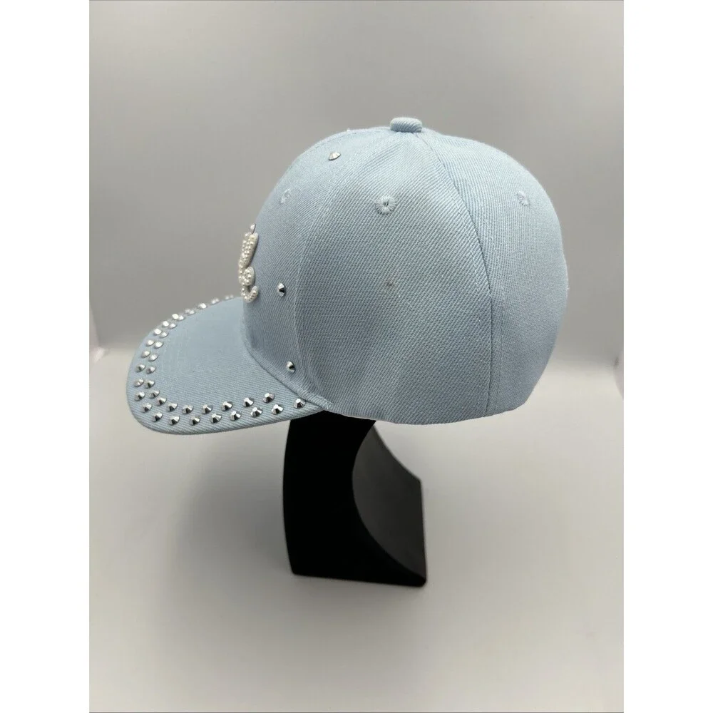 Bride Pearl Cap NWT Blue Rhinestone Bachelorette Adjustable Baseball Hat